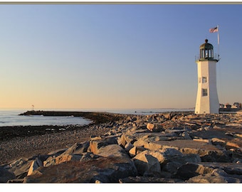 Scituate Lighthouse Photography Coastal Massachusetts Landscape Photograph Nautical Decor Old Scituate Lighthouse South Shore MA Cedar Point