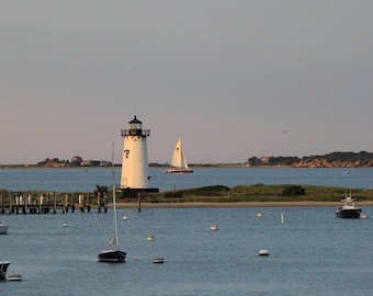 Fotografia del faro del porto di Edgartown Fotografia nautica estiva di Cape Cod Martha's Vineyard Coastal Home Decor