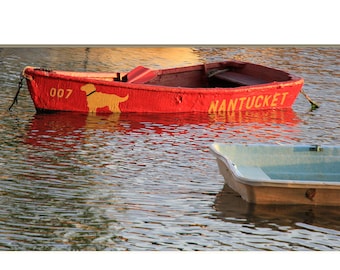 Nantucket Boat Photography Yellow Dog Boat Photograph Cape Cod Print Nantucket Harbor Row Boats 10x20 Photograph Panoramic