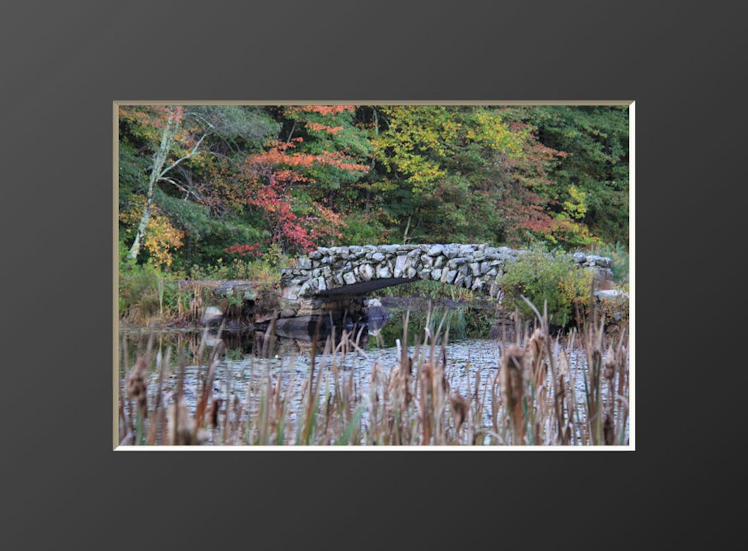 Stone Bridge Fall Photography Foliage New England Autumn Wall Decor