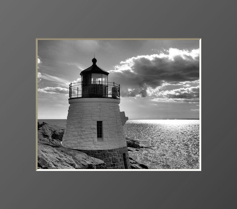 Fotografia del faro di Newport Castle Hill Decorazioni del faro Decorazioni per la casa nautiche della baia di Narragansett Costiere immagine 2