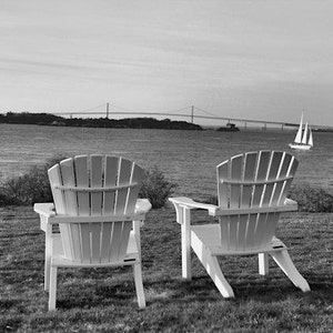 Adirondack Chairs Photography Newport Coastal Home Decor Castle Hill Rhode Island Art Wedding Anniversary Valentine&#39;s Day Gift Two Chairs