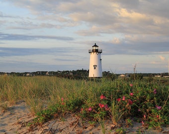 Photographie de phare de Martha's Vineyard, photographie côtière de Rose de plage nautique, décoration murale de Cape Cod, phare d'Edgartown MV