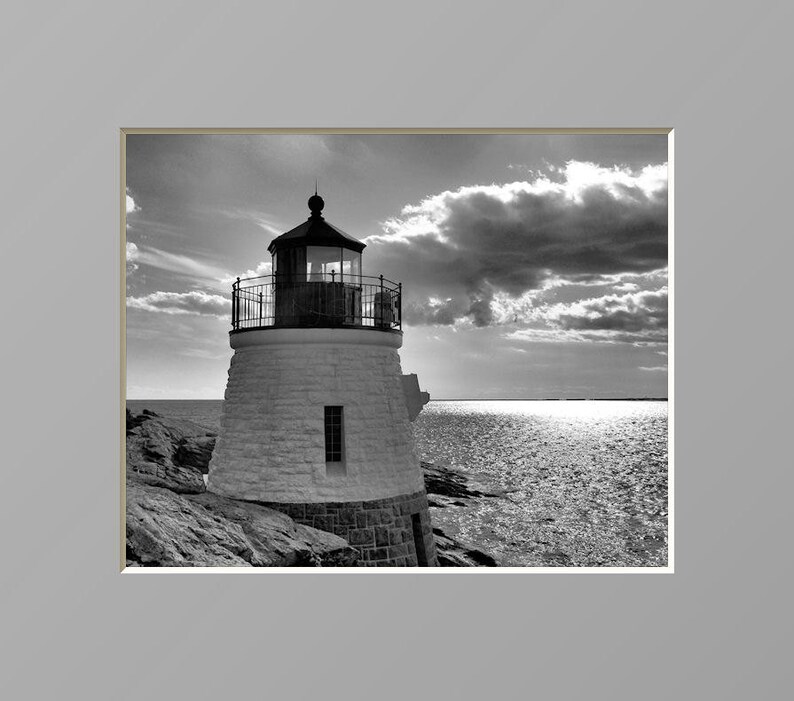 Fotografia del faro di Newport Castle Hill Decorazioni del faro Decorazioni per la casa nautiche della baia di Narragansett Costiere immagine 4