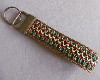 Keychain Lanyard with trims - brown