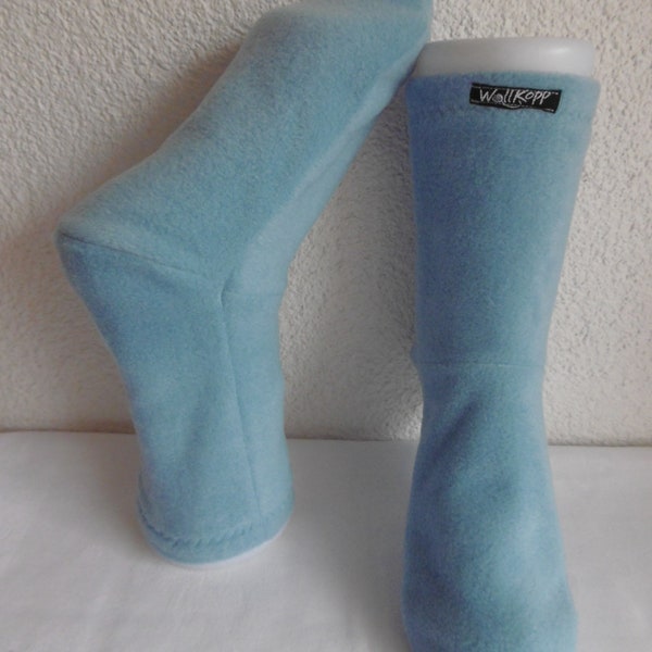 Damen Kuschelsocken Bettsocken aus Fleece - Uni Hell-Blau