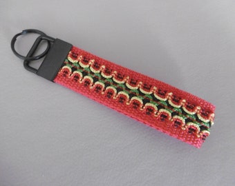 Keychain Lanyard with trims - red