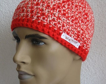 Beanie Unisex - Rot/Naturweiß meliert (mix)