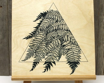 MOUNTAIN HOLLY FERN >>> Silkscreen on Birch Wood 10"x10"