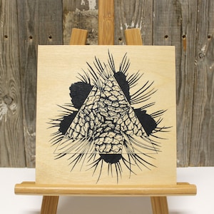 WHITEBARK PINE &gt;&gt;&gt; Navy Silkscreen on Birch Wood 8&quot; x 8&quot; Flat Panel