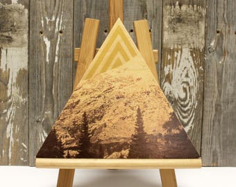 MURRAY RANGE >>> Photo transfer and silkscreen on wood cradle >>> 10" Triangle