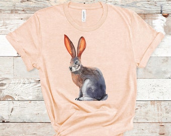 Rabbit Shirt, Hare Shirt, Easter Shirt, Old Fashioned Rabbit Tshirt, Gift for Her, Watercolor Rabbit Shirt, European Hare, Bunny Rabbit Tee