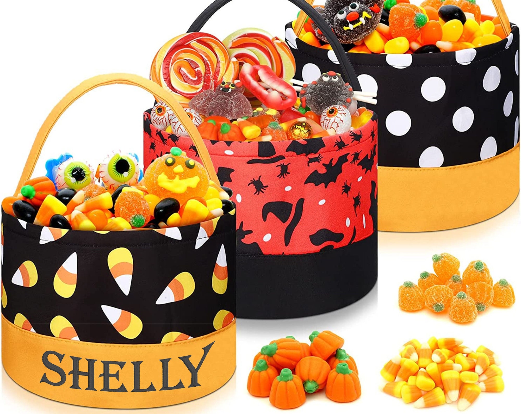 Personalized Embroidered Halloween Candy Bucket Bag Personalized Embroidered Halloween Candy Bucket Bag