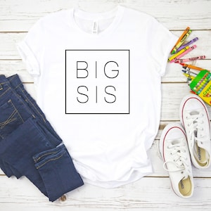BIG SIS Squared Youth Short Sleeve T-Shirt, Girls tshirt, Big Sis shirt, Gifts for Her, Gifts for Girls, New Sister Gift, Family Shirts