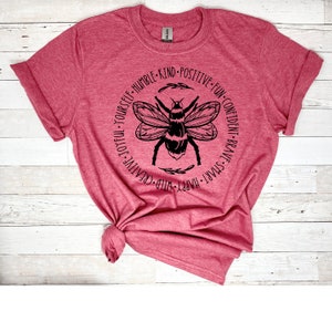 Bee Shirt, Bee Yourself Humble Kind Positive Fun Confident Brave Smart Happy Wild Creative Joyful Gift for Her, Camping Gift, Hiking Shirt