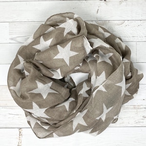 Khaki-Töne mit weißen Sternen patroitischer Schal Vierter Juli-Schal, Gedenktag, Americana-Schal, Vaterländischer Schal, Sternschal