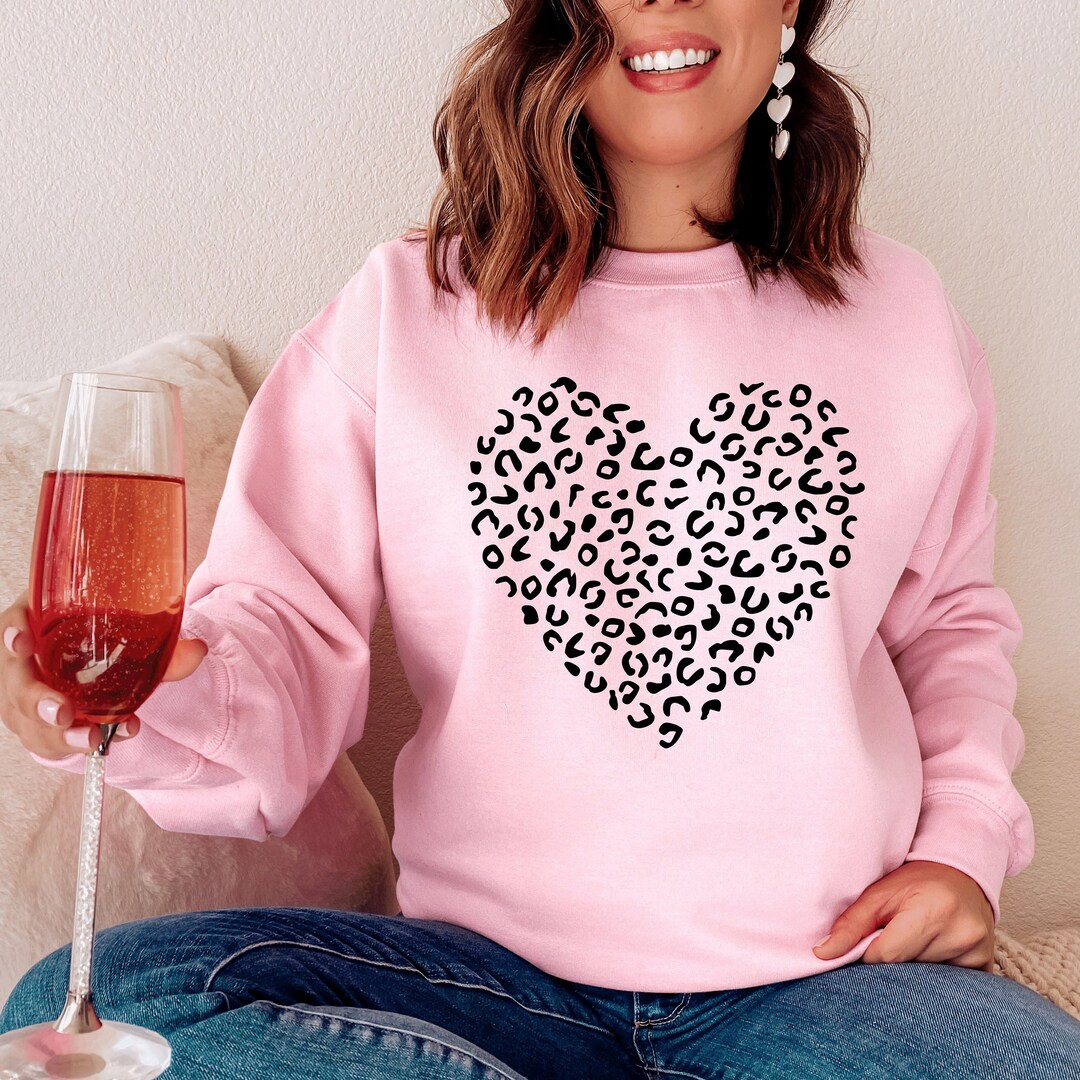 Sudadera De Corazón Leopard, Sudadera de Día de San Valentín, Suéter de ...