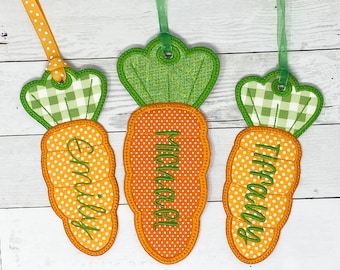 Embroidered Fabric Carrot Name Tag Personalized Bag Tag Easter Basket Tag Party Favors Easter basket name card Garden lover tag mothers day