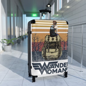 Wander Woman Suitcases, Adventure Suitcase, Vintage Design Bag, Suitcase for Her, Family Vacation, Rolling Locking Carryon Luggage, Boho Bag