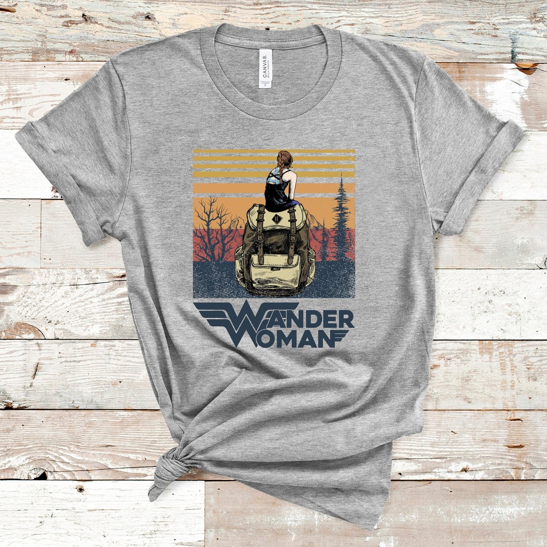 MoonWorks Damen T-Shirt 'Wander Woman' – Lustiges Outdoor Shirt Für Wanderfans, Racerback, 100% Baumwolle