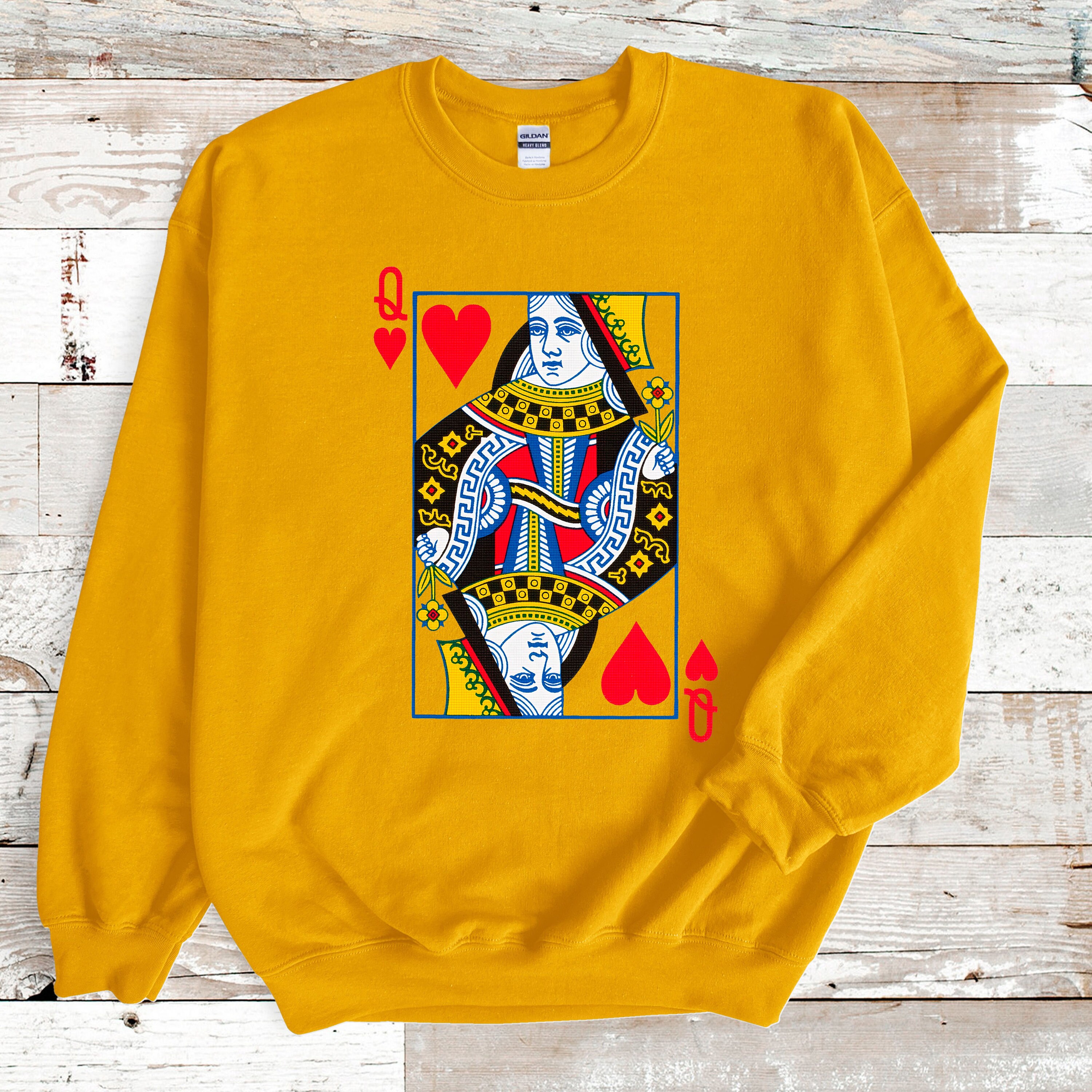 Queen of hearts card sweatshirt sale