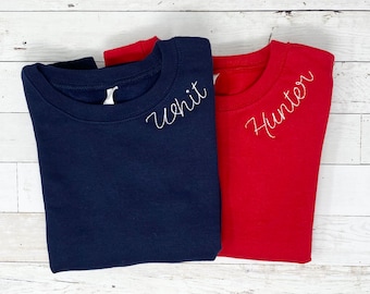 Embroidered Name Sweatshirt, Toddler Name Sweater, Name collar Sweatshirt, Child Embroidered Name Sweatshirt, Name Stitched Sweatshirt