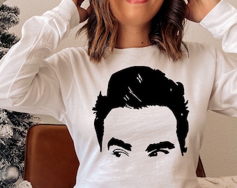 David Rose Unisex Jersey T-shirt met lange mouwen Grappige T-shirt David Rose Fotoshirt Tv-personage Shirt David Rose