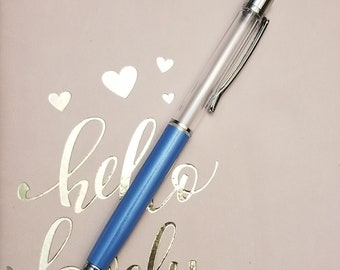 Floating fillable glitter pens blue