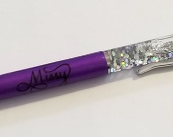 Personalized floating glitter pen refillable ink. Personalized Pens, Personalized gifts. glitter filled pen.