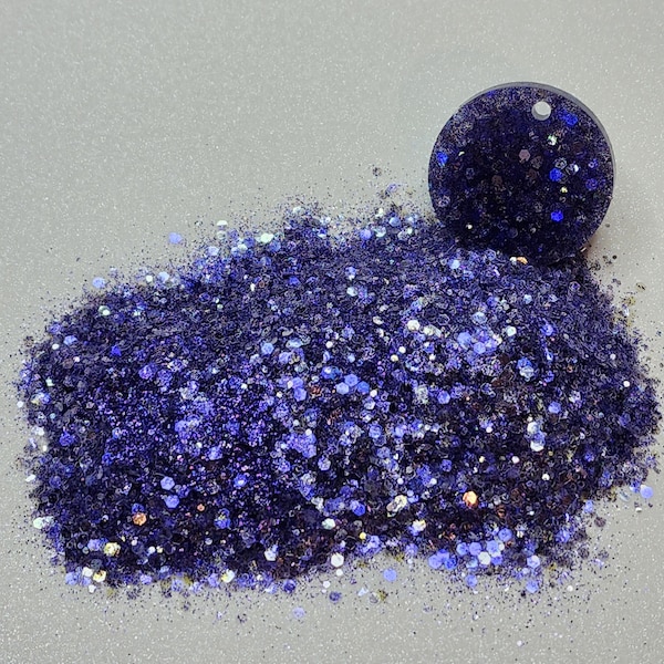 Purple chunky mix solvent resistant polyester glitter