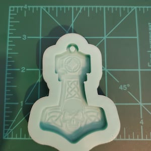 Thor hammer with skull, Thor hammer silicone mold, keychain mold