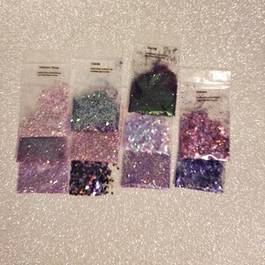 Purple chunky glitter mix, solvent resistant polyester glitter, nail glitter, tumbler glitter, epoxy glitter.