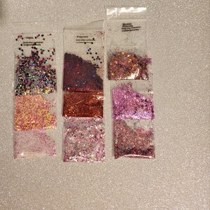 Pink chunky glitter mix solvent resistant polyester glitter, nail glitter, tumbler glitter, epoxy glitter.