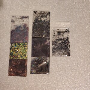 Black chunky glitter mix, solvent resistant polyester glitter, nail glitter, tumbler glitter, epoxy glitter.