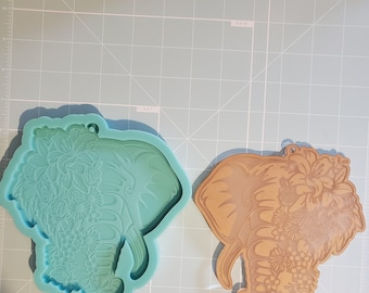 Molde de silicona de elefante con flores, molde de elefante, molde de silicona, molde de silicona hecho a mano