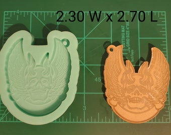 Skull with horns and wings silicone mold, keychain mold, skull keychain mold