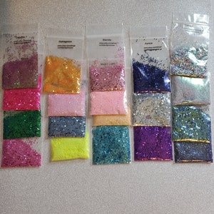 Color shift glitter, solvent resistant polyester glitter, nail glitter, tumbler glitter, epoxy glitter.