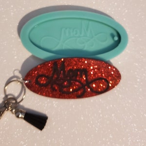 Mom oval silicone keychain mold, keychain mold