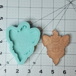 Sphynx cat silicone keychain mold, sphinx silicone mold