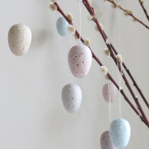 Wooden hanging Easter eggs set of hand painted speckled eggs Decorations for Easter tree / Spring decoration / Easter decor