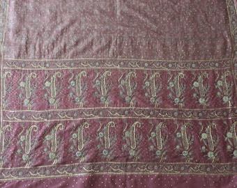 Stunning antique Indian metal thread embroidery zardozi threadwork saree - whole 4.85 metres