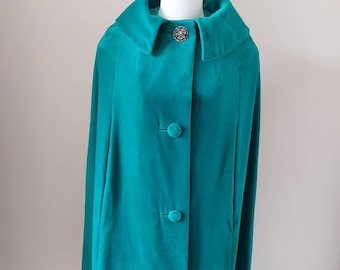 Genuine Vintage Hershelle London Emerald Green Velvet Cape Coat