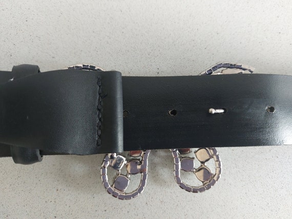 Vintage Jaeger black leather belt - Swarovski but… - image 6