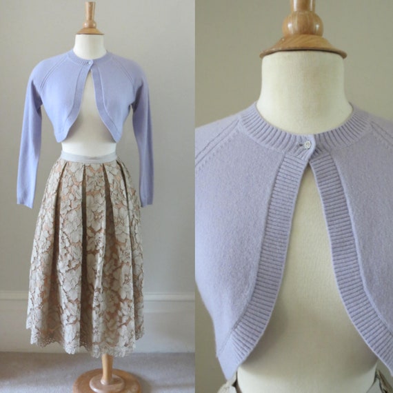 Vintage Pale Lilac Pure Cashmere Bolero Shrug Card