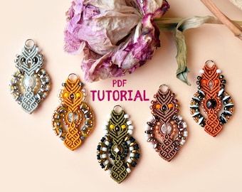PDF tutorial - Macrame owl - earrings or a pendant, DIY, step-by-step instructions