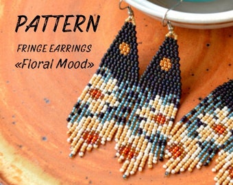 Beading PATTERN - Fringe mini earrings "Floral Mood" - Instant Download