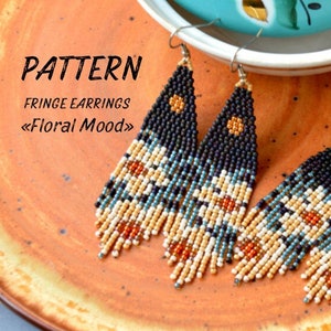 Beading PATTERN - Fringe mini earrings &quot;Floral Mood&quot; - Instant Download