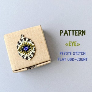 Beading PATTERN &quot;Eye&quot; represented with Miyuki Delica beads, peyote stitch, brick stitch