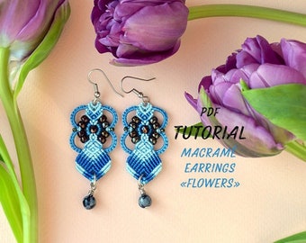 Tutoriel PDF - Boucles d'oreilles macramé "Petites Beautés", niveau débutant, intermédiaire, téléchargement immédiat