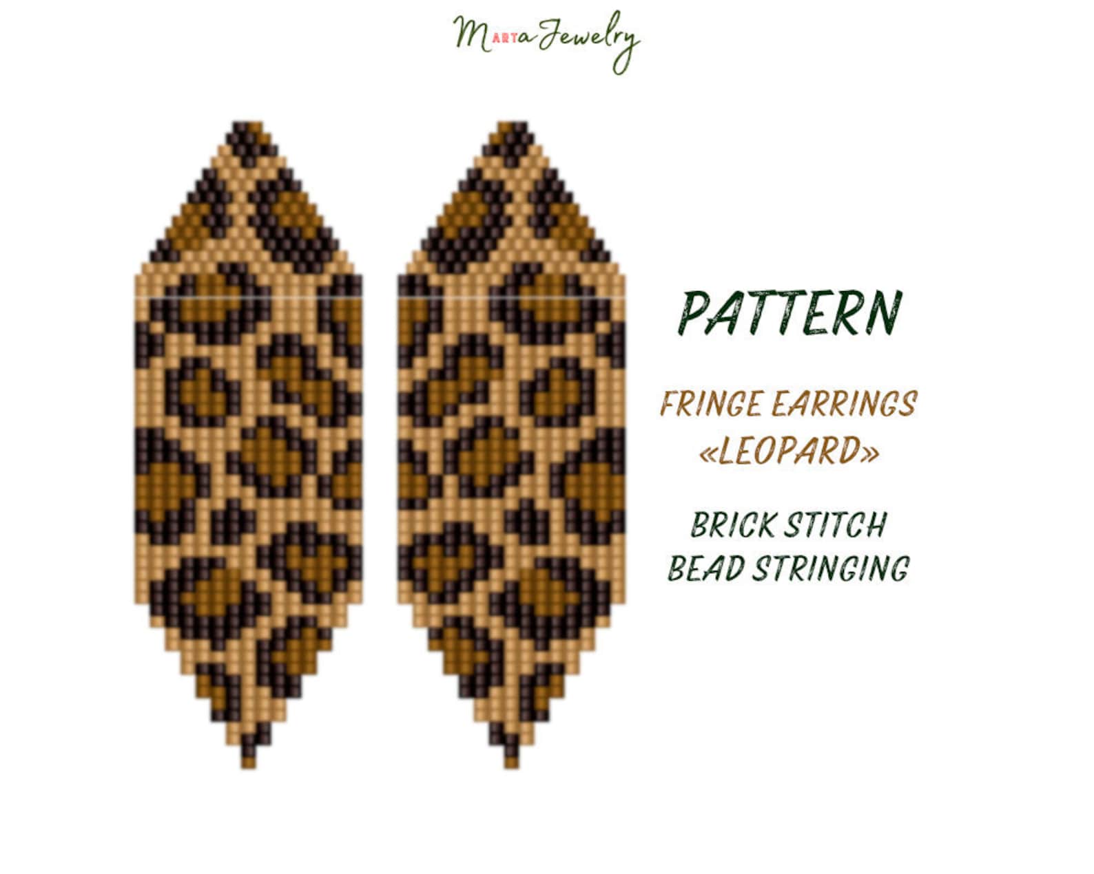 Beading PATTERN Fringe Earrings leopard Animal | Etsy Canada